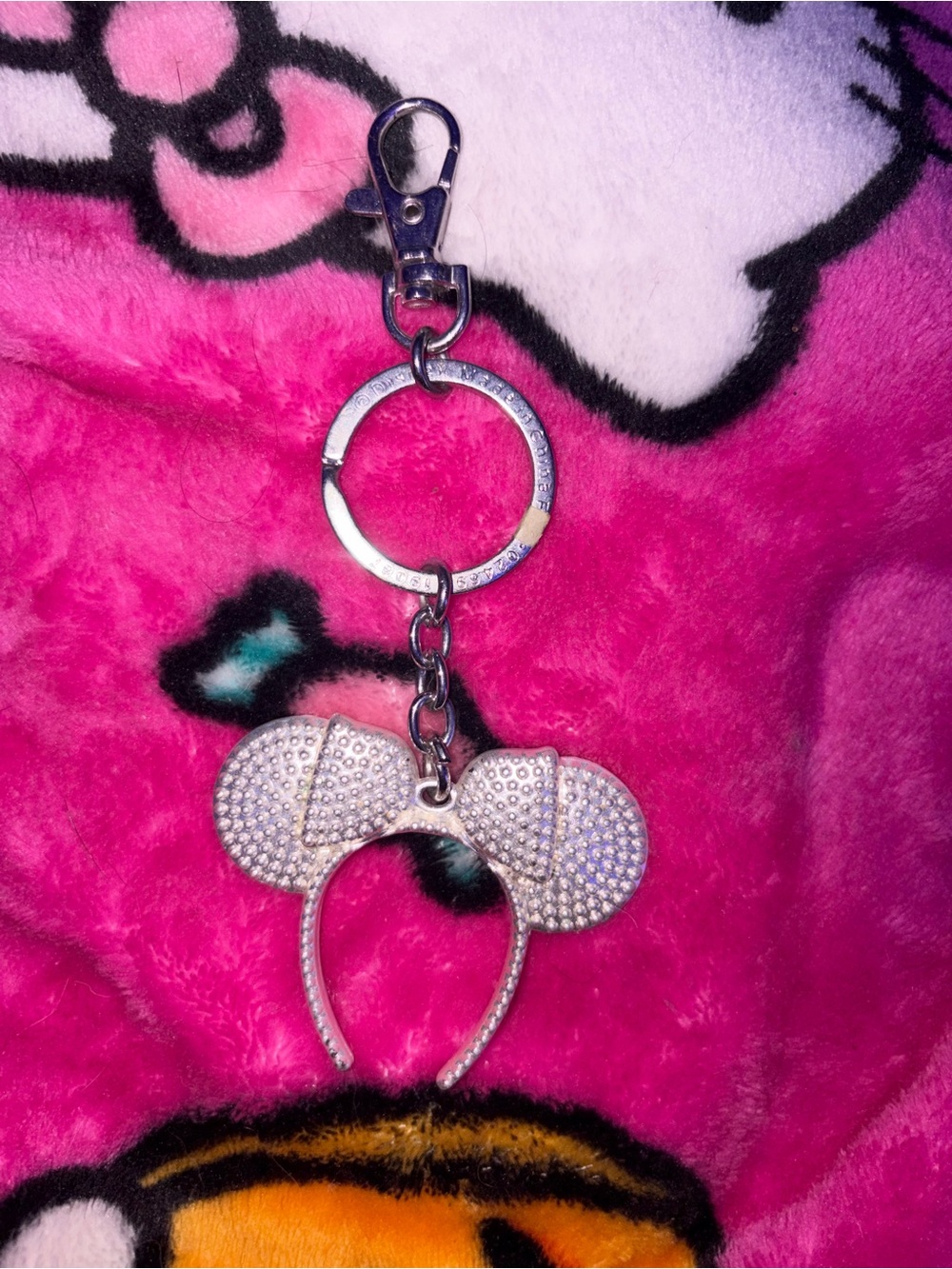 Disney Parks Silver Minnie Ear headband Keychain bag Charm